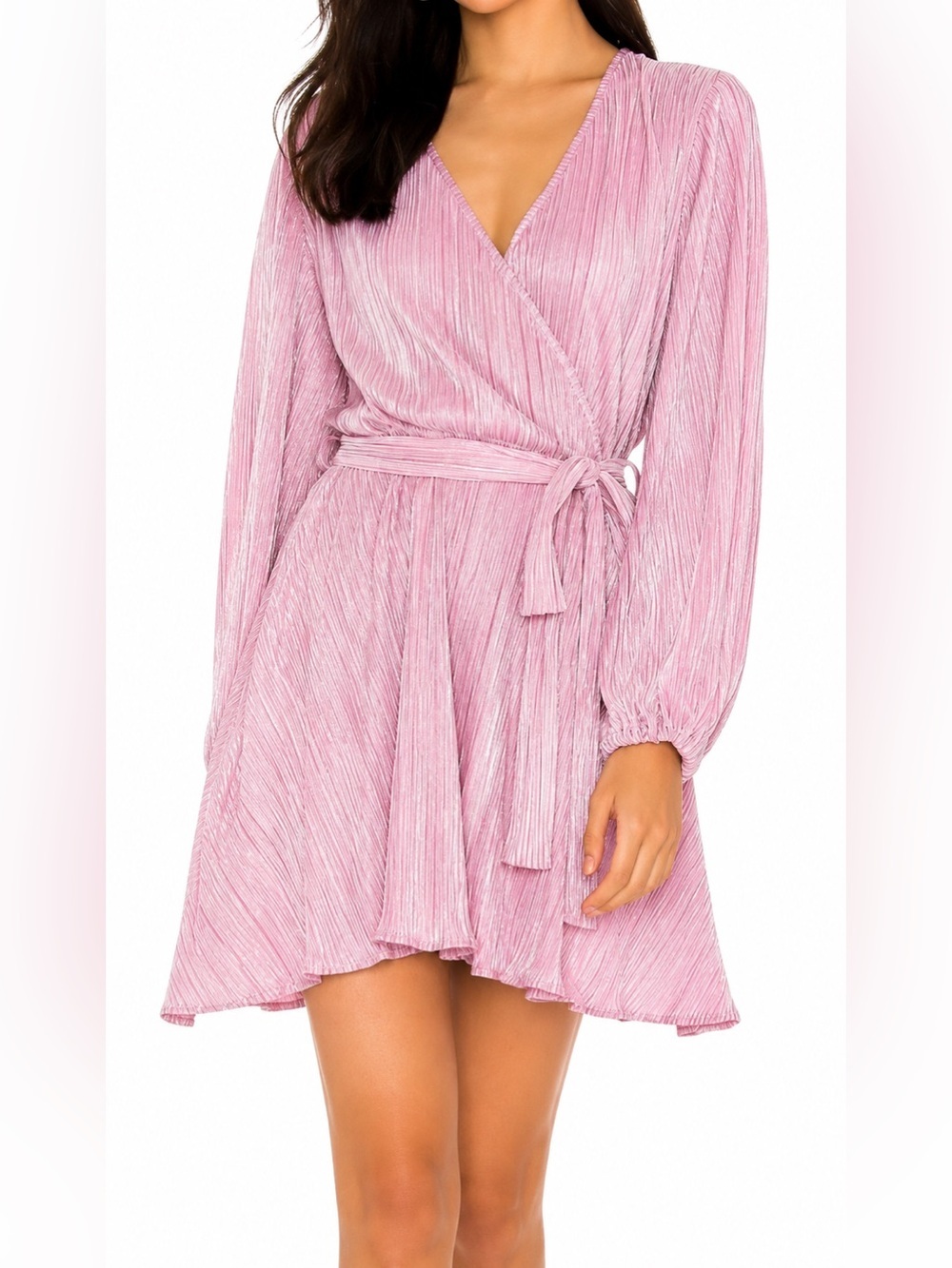 Bardot NWT Belissa metallic pink pleated mini dress, size 6